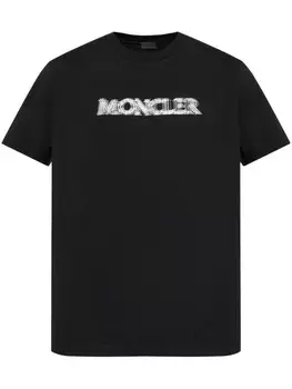 Футболка из хлопка с размытым логотипом Moncler, черный