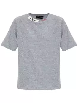 Футболка из хлопка с ребристыми деталями DSQUARED2, серый
