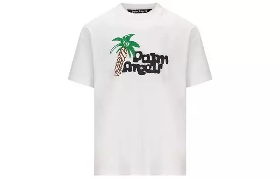 Футболка из хлопка с рисунком Palm Angels, белый