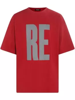 Футболка из хлопка с текстовым принтом Undercover, красный