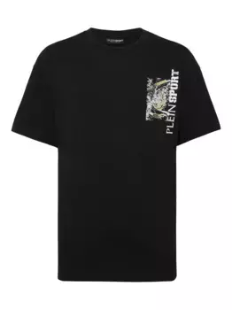 Футболка из хлопка с тигровым принтом Plein Sport, черный