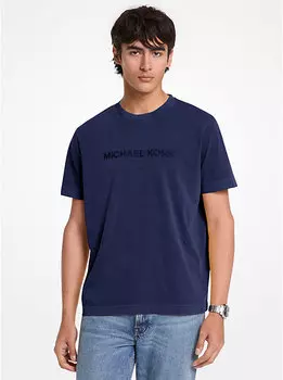 Футболка из хлопка с тиснением логотипа Michael Kors, синий