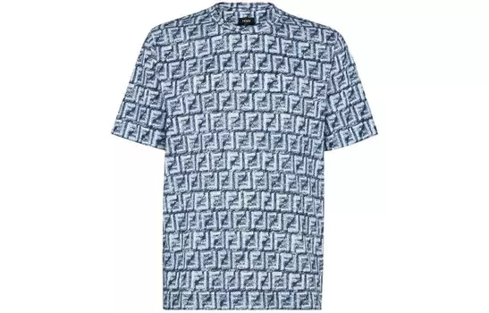 Футболка из хлопка с узором FF Fendi, синий