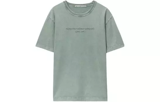 Футболка из хлопка с вышитым логотипом Alexander Wang, зеленый