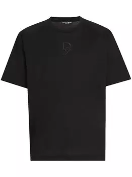 Футболка из хлопка с вышитым логотипом Dolce & Gabbana, черный
