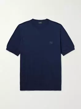 Футболка из хлопка с вышитым логотипом ETRO, темно-синий