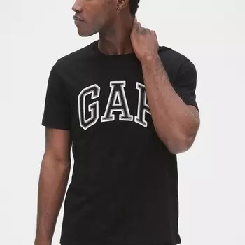 Футболка из хлопка с вышитым логотипом Gap, черный