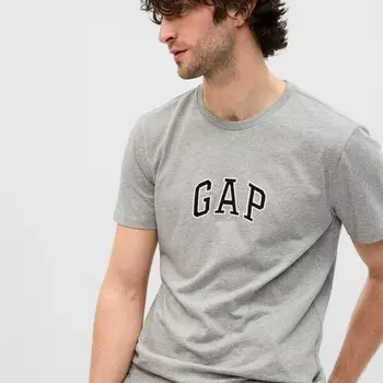 Футболка из хлопка с вышитым логотипом Gap, серый