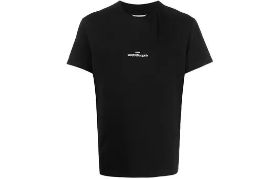 Футболка из хлопка с вышитым логотипом Maison Margiela, черный