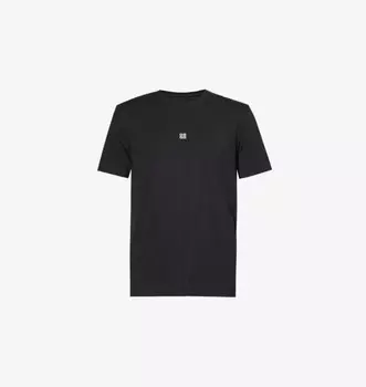 Футболка из хлопка с вышитым логотипом, облегающая Givenchy, черный