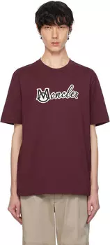 Футболка из хлопка с вышитым логотипом университета Moncler, Burgundy