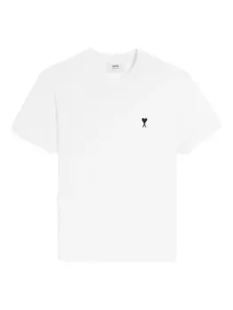 Футболка из хлопка с вышитым сердцем AMI Paris, белый