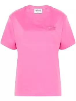 Футболка из хлопка с вышивкой MOSCHINO JEANS, розовый