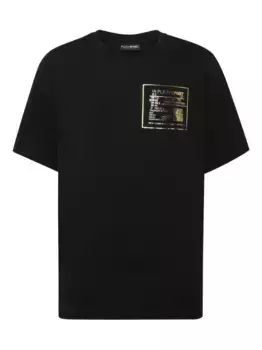 Футболка из хлопка с золотыми деталями Plein Sport, черный