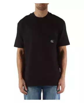Футболка из хлопка стрейч с передним карманом Calvin Klein Jeans, черный