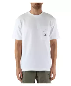Футболка из хлопка стрейч с передним карманом Calvin Klein Jeans, белый
