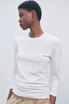 Футболка из хлопка supima ZARA, белый
