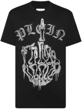 Футболка из хлопка, украшенная стразами Philipp Plein, черный