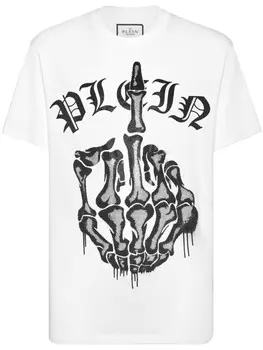 Футболка из хлопка, украшенная стразами Philipp Plein, белый