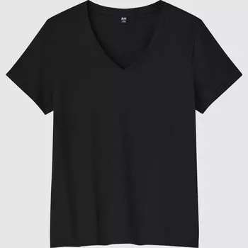 Футболка из хлопка Uniqlo Supima с вырезом, черный