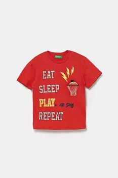 Футболка из хлопка United Colors Of Benetton, красный