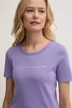 Футболка из хлопка United Colors Of Benetton, фиолетовый