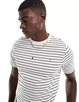 Футболка из хлопка в полоску Oakland белого цвета Farah