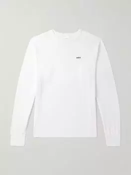 Футболка из хлопка вафельной вязки с вышитым логотипом большого размера SAINT MXXXXXX, белый