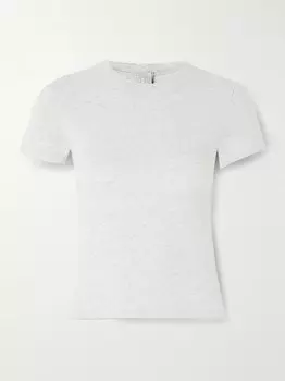 Футболка из хлопкового эластичного джерси Skims, светло-серый