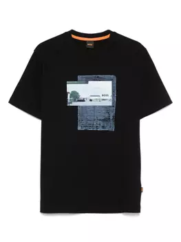 Футболка из хлопкового джерси BOSS, черный