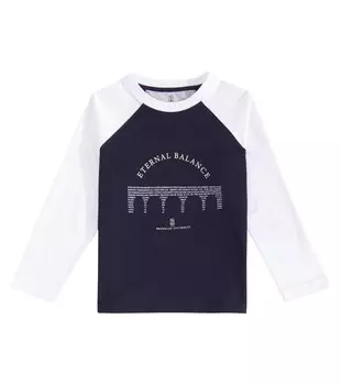 Футболка из хлопкового джерси Brunello Cucinelli Kids, цвет cobalt blue