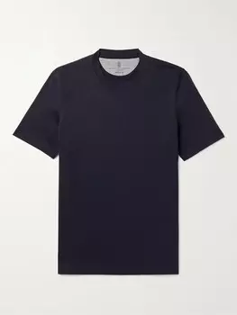 Футболка из хлопкового джерси BRUNELLO CUCINELLI, нави