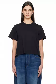 Футболка из хлопкового джерси цвета темно-синего и хаки sacai