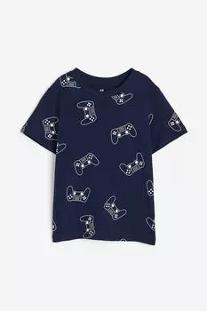 Футболка из хлопкового джерси H&M, синий
