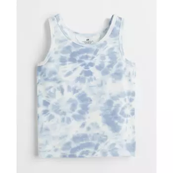 Футболка из хлопкового джерси H&M Tie-dye, светло-голубой/белый