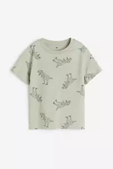 Футболка из хлопкового джерси H&M, зеленый