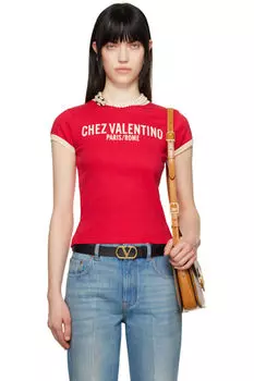 Футболка из хлопкового джерси красного цвета Valentino