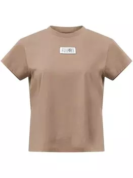 Футболка из хлопкового джерси MM6 Maison Margiela, нейтральный цвет
