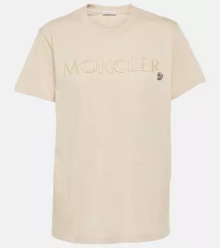 Футболка из хлопкового джерси Moncler, бежевый