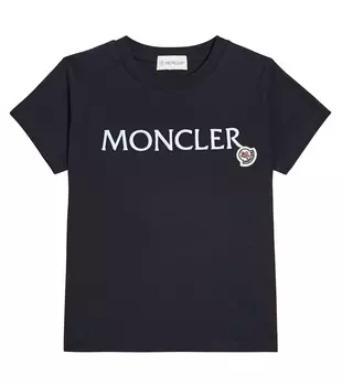 Футболка из хлопкового джерси Moncler Enfant, синий