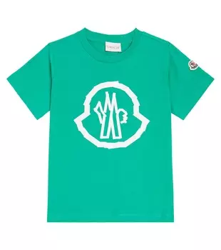Футболка из хлопкового джерси Moncler Enfant, зеленый