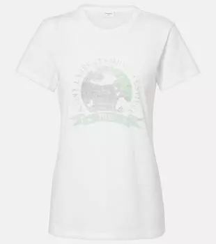 Футболка из хлопкового джерси "Music Festival" Saint Laurent, Naturel/Vert