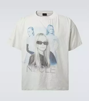 Футболка из хлопкового джерси Nicole Balenciaga, Dirty White