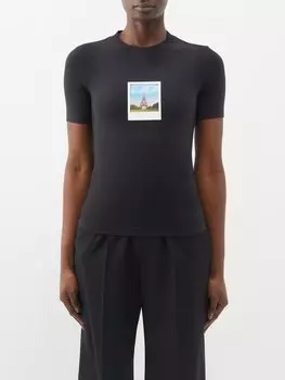 Футболка из хлопкового джерси paris by day Balenciaga, черный