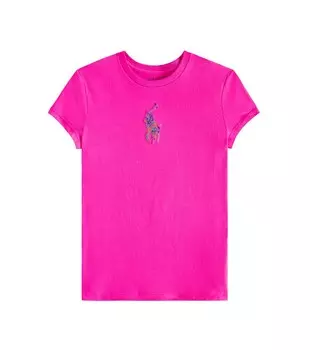 Футболка из хлопкового джерси Polo Ralph Lauren Kids, цвет college pink