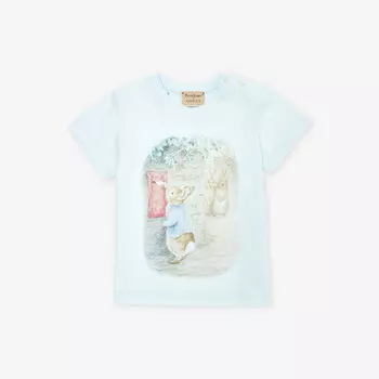 Футболка из хлопкового джерси с акварельным принтом gucci x peter rabbit 18-36 месяцев Gucci, синий