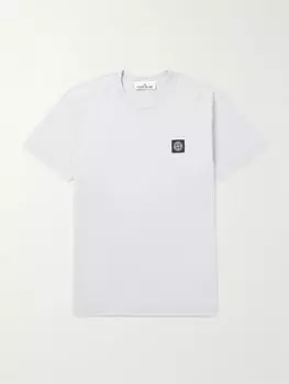 Футболка из хлопкового джерси с аппликацией логотипа, окрашенная в готовом виде STONE ISLAND, серый