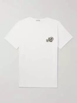 Футболка из хлопкового джерси с аппликацией логотипа MONCLER, белый