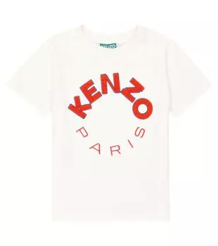 Футболка из хлопкового джерси с аппликацией логотипа Kenzo, белый