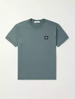 Футболка из хлопкового джерси с аппликацией логотипа, окрашенная в готовом виде STONE ISLAND, серый